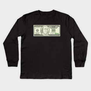 Benjamin Franklin 100 US Dollar Kids Long Sleeve T-Shirt